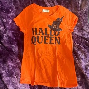 Bobby Brooks Halloween‎ Tee Women’s Medium “HalloQueen” Orange Black Costume Top